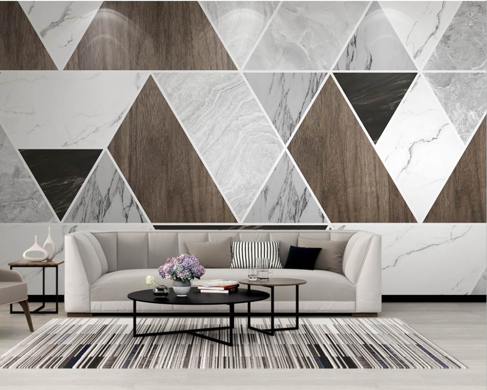 3D Wallpaper Matrix III Geometric Marble